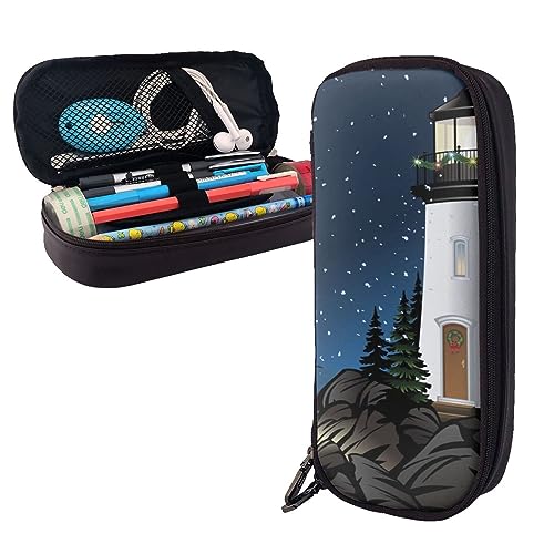 Federmäppchen Weihnachtsmann Leuchtturm Gedruckt Große Kapazität Bleistift Fall Bleistift Tasche Einfache Schreibwaren Organizer Für Büro Reise Halter Box, Weihnachtsmann Leuchtturm, Einheitsgröße, von TOMPPY