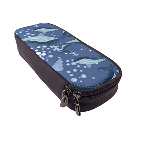 Federmäppchen mit rosa Hintergrund, bedruckt, große Kapazität, Federmäppchen, einfacher Schreibwaren-Organizer für Büro, Reisen, Halter Box, Marine Life, Einheitsgröße, Make-up-Tasche von TOMPPY