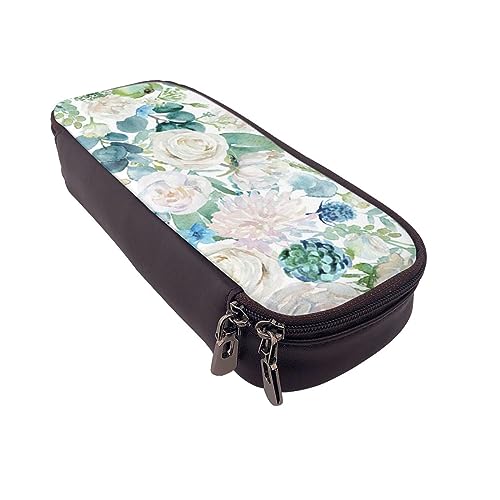 Federmäppchen mit rosa Hintergrund, bedruckt, große Kapazität, Federmäppchen, einfacher Schreibwaren-Organizer für Büro, Reisen, Halter Box, Moderne Bohemia Blume, Einheitsgröße, Make-up-Tasche von TOMPPY