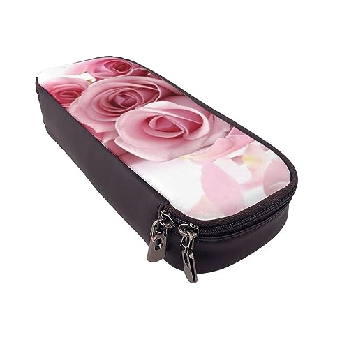 Federmäppchen mit rosa Hintergrund, bedruckt, große Kapazität, Federmäppchen, einfacher Schreibwaren-Organizer für Büro, Reisen, Halter Box, Rosa, Einheitsgröße, Make-up-Tasche von TOMPPY