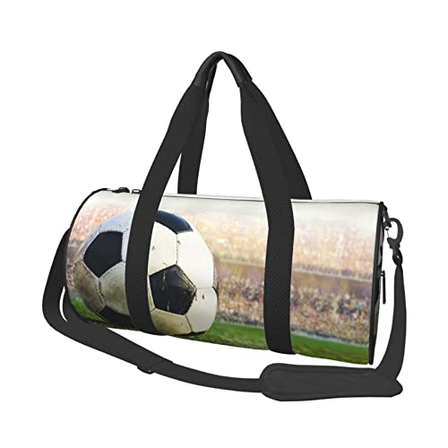 Fußball bedruckte Sporttasche Sporttasche Turnbeutel Weekender Reisetasche Sport Turnbeutel für Workout Übernachtung Reisegepäck Damen Herren, Schwarz, Einheitsgröße, Schwarz , Einheitsgröße von TOMPPY