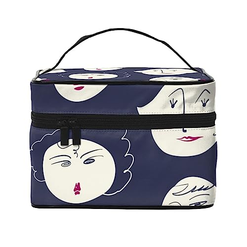 Geschlossenes und offenes Auge Kosmetiktasche Make-up Tasche Reise Kosmetiktaschen für Frauen Kulturbeutel, Charakter-Doodle-Muster, Einheitsgröße von TOMPPY