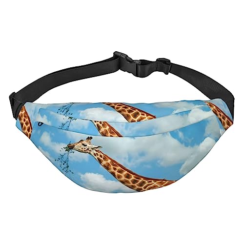 Giraffe bedruckte Bauchtaschen für Männer und Frauen, wasserdicht, modisch, Wandern, Hüfttasche, große Crossbody-Brusttasche für Sport, Laufen, Reisen, Schwarz, Einheitsgröße, Schwarz , Einheitsgröße von TOMPPY