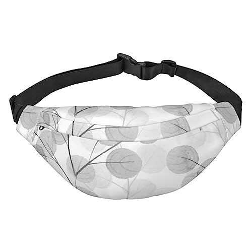 Grey Bay Leaf Aquarell Zweig bedruckte Bauchtaschen für Männer und Frauen, wasserdichte Mode Wandern Hüfttasche große Crossbody Brusttasche für Sport Laufen Reisen, Schwarz , Einheitsgröße von TOMPPY