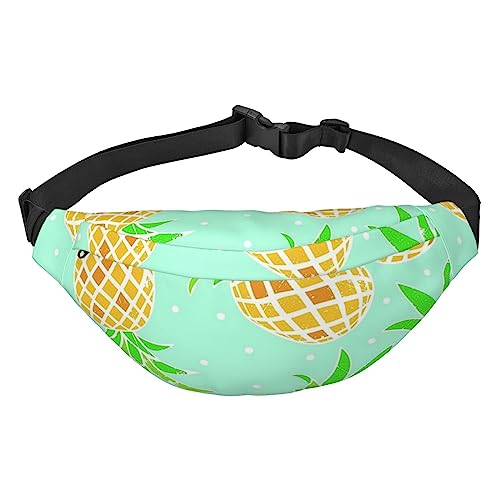 Grüne Ananas-bedruckte Bauchtasche für Männer und Frauen, wasserdicht, modisch, Wandern, Hüfttasche für Sport, Laufen, Reisen, Schwarz , Einheitsgröße von TOMPPY