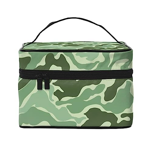 Grüne Blätter Pflanze Kosmetiktasche Make-up Tasche Reise Kosmetiktaschen für Frauen Kulturbeutel, grün/camouflage, Einheitsgröße von TOMPPY