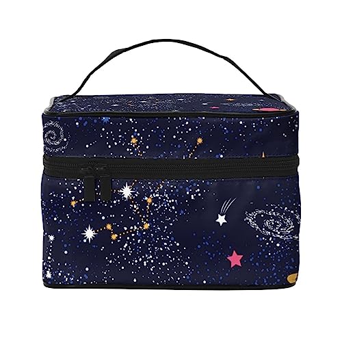 Hand gezeichnete Katzen Kosmetiktasche Make-up Tasche Reise Kosmetiktaschen für Frauen Kulturbeutel, Galaxie-Muster1, Einheitsgröße von TOMPPY