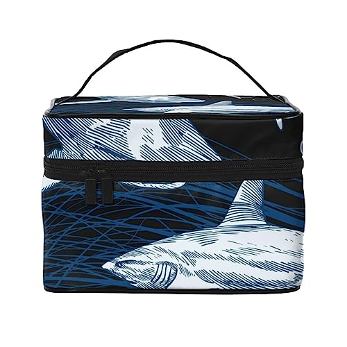 Handgezeichnete Unterwasser-Seefisch-Muster Kosmetiktasche Make-up-Tasche Reise-Kosmetiktaschen für Frauen Kulturbeutel, Handgezeichnete Unterwasser-Seefisch-Muster, Einheitsgröße von TOMPPY