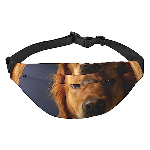 Handsome Golden Retriever Hübsche bedruckte Bauchtaschen für Männer und Frauen, wasserdicht, modisch, Wandern, große Crossbody-Brusttasche für Sport, Laufen, Reisen, Schwarz, Einheitsgröße, Schwarz , von TOMPPY