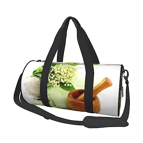 Handtuch Blume Holz Tasse Gedruckt Sport Duffel Bag Gym Tote Bag Weekender Reisetasche Sport Gym Bag Für Workout Übernachtung Reisegepäck Damen Herren, Schwarz, Einheitsgröße, Schwarz , Einheitsgröße von TOMPPY