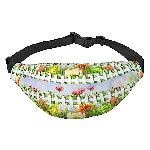 Happy Easter Frühling bedruckte Bauchtaschen für Männer und Frauen, wasserdicht, modisch, Wandern, Hüfttasche für Sport, Laufen, Reisen, Schwarz , Einheitsgröße von TOMPPY