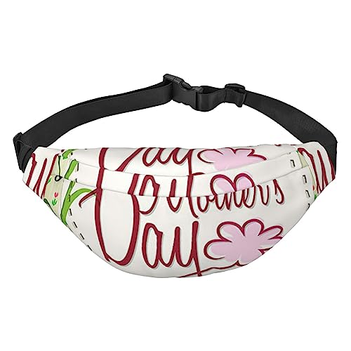 Happy Mother's Day bedruckte Bauchtaschen für Männer und Frauen, wasserdicht, modisch, Wandern, Hüfttasche, große Crossbody-Brusttasche für Sport, Laufen, Reisen, Schwarz, Einheitsgröße, Schwarz , von TOMPPY