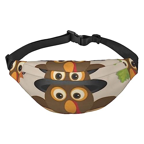 Happy Thanksgiving Decor Truthahn mit Ahornblättern, bedruckte Bauchtaschen für Männer und Frauen, wasserdicht, modisch, Wandern, Hüfttasche, große Crossbody-Brusttasche für Sport, Laufen, Reisen, von TOMPPY