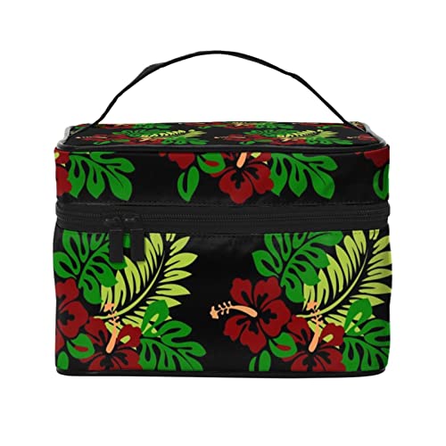 Hibiskus Blumen und Seerosen Kosmetiktasche Make-up Tasche Reise Kosmetiktaschen für Frauen Kulturbeutel, Hibiskus Blumenmuster, Einheitsgröße von TOMPPY