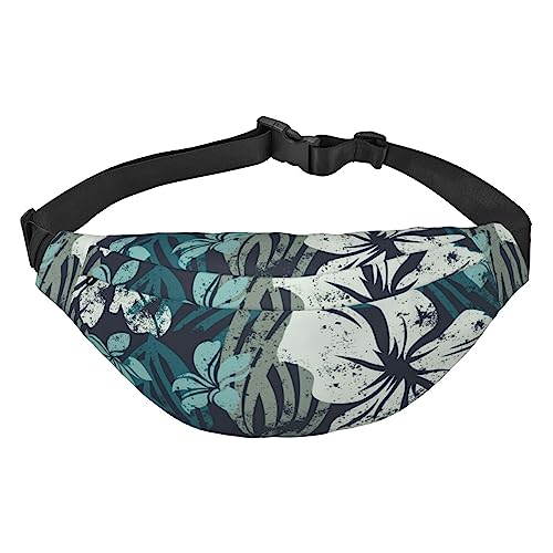 Hibiskus-Blumenmuster, bedruckte Bauchtaschen für Männer und Frauen, wasserdicht, modisch, Wandern, Hüfttasche für Sport, Laufen, Reisen, Schwarz , Einheitsgröße von TOMPPY