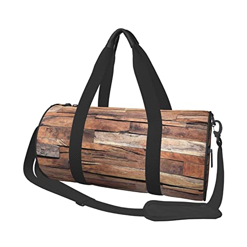 Holzplatten Wand und Boden Textur Gedruckt Sport Duffel Bag Gym Tote Bag Weekender Reisetasche Sport Gym Bag Für Workout Übernachtung Reisegepäck Damen Herren, Schwarz, Einheitsgröße, Schwarz , von TOMPPY