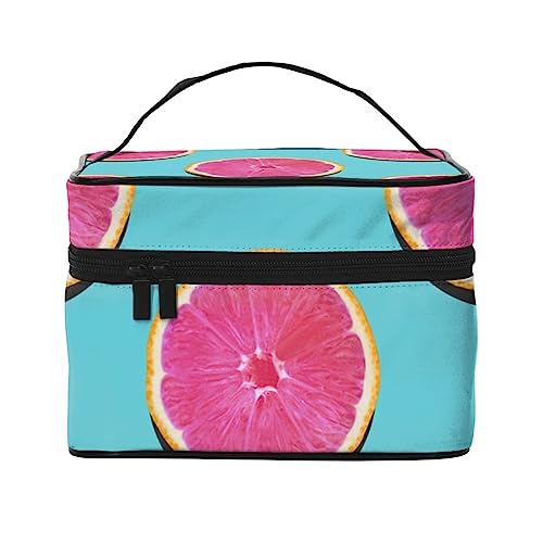 Kawaii Kosmetiktasche mit niedlichem Panda-Muster, Make-up-Tasche, Reise-Kosmetiktaschen für Damen, Kulturbeutel, Fruchtige Grapefruit Rosa Fruchtfleisch Limette, Einheitsgröße von TOMPPY