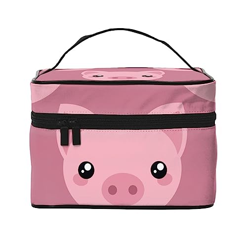 Kawaii Kosmetiktasche mit niedlichem Panda-Muster, Make-up-Tasche, Reise-Kosmetiktaschen für Damen, Kulturbeutel, Rosa Schweinegesicht, Einheitsgröße von TOMPPY