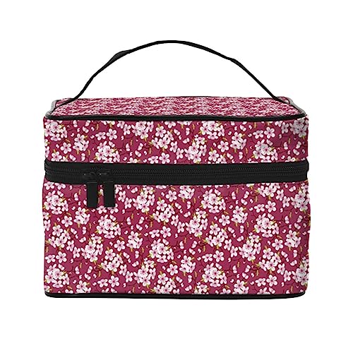 Kosmetiktasche mit Chilimuster, Make-up-Tasche, Reise-Kosmetiktaschen für Damen, Kulturbeutel, Kirsche Blumen Sakura Muster, Einheitsgröße von TOMPPY