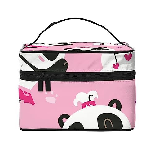 Kosmetiktasche mit Fußball-Muster, Make-up-Tasche, Reise-Kosmetiktaschen für Damen, Kulturbeutel, Cartoon Nettes Mädchen Panda, Einheitsgröße von TOMPPY