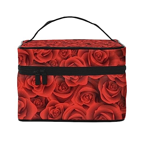 Kosmetiktasche mit Herzmuster, Make-up-Tasche, Reise-Kosmetiktaschen für Damen, Kulturbeutel, Herz Rote Rose, Einheitsgröße von TOMPPY