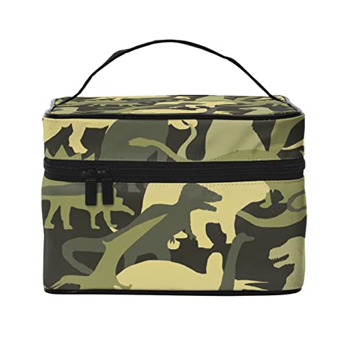 Kosmetiktasche mit Hundepfotenabdrücken, Make-up-Tasche, Reise-Kosmetiktaschen für Damen, Kulturbeutel, Camouflage Armee Muster Dinosaurier Tier, Einheitsgröße von TOMPPY