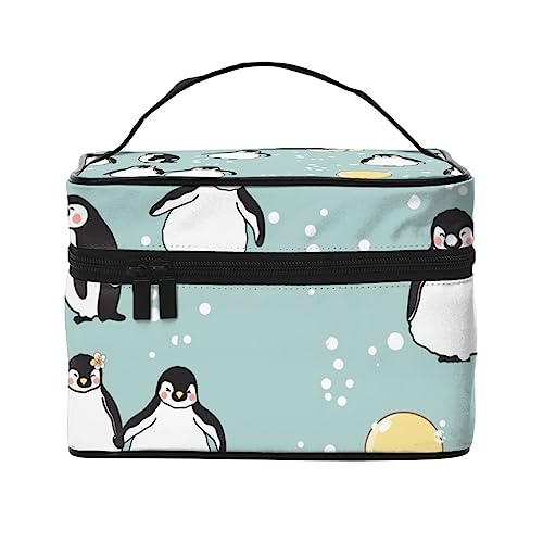 Kosmetiktasche mit Piraten-Mops-Motiv, Make-up-Tasche, Reise-Kosmetiktaschen für Damen, Kulturbeutel, Pinguin-Muster 1, Einheitsgröße von TOMPPY