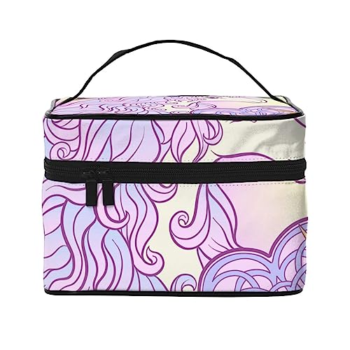 Kosmetiktasche mit Piraten-Mops-Motiv, Make-up-Tasche, Reise-Kosmetiktaschen für Damen, Kulturbeutel, Rosa Lila Farben Einhorn, Einheitsgröße von TOMPPY