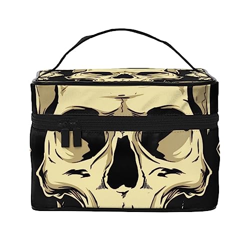 Kosmetiktasche mit Totenkopf und Peisley, Make-up-Tasche, Reise-Kosmetiktaschen für Damen, Kulturbeutel, Skeletion Schädel, Einheitsgröße von TOMPPY