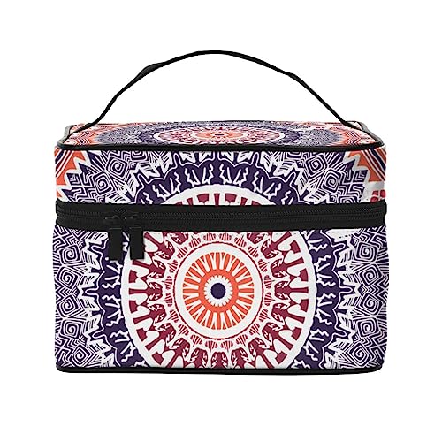 Kosmetiktasche mit geometrischem Muster, Make-up-Tasche, Reise-Kosmetiktaschen für Damen, Kulturbeutel, Orange Mandala, Einheitsgröße von TOMPPY