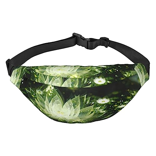 Lotus On Water bedruckte Bauchtaschen für Männer und Frauen, wasserdicht, modisch, Wandern, Hüfttasche für Sport, Laufen, Reisen, Schwarz , Einheitsgröße von TOMPPY