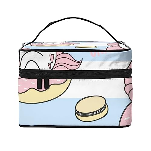 Lustige Einhorn Donuts Kosmetiktasche Make-up-Tasche Reise Kosmetiktaschen für Frauen Kulturbeutel, Lustige Einhorn-Donuts, Einheitsgröße von TOMPPY