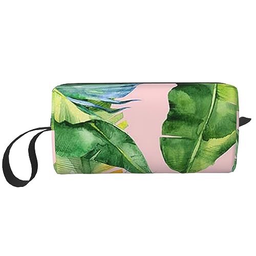 Make-up-Tasche Für Frauen Frische Bananenblätter Gedruckt Große Kapazität Kosmetiktaschen Tragbare Kulturbeutel Reise Aufbewahrung, Weiß, Einheitsgröße, weiß, Einheitsgröße von TOMPPY