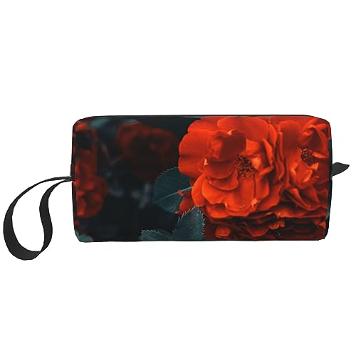 Make-up-Tasche für Damen, Rosenblüte, bedruckt, große Kapazität, Kosmetiktaschen, tragbare Kulturtasche, Reise-Aufbewahrung, weiß, Einheitsgröße von TOMPPY