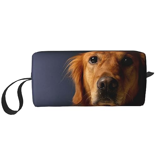 Make-up-Tasche für Damen, hübscher Golden Retriever, hübsch, bedruckt, große Kapazität, Kosmetiktaschen, tragbare Kulturtasche, Reise-Aufbewahrung, weiß, Einheitsgröße von TOMPPY