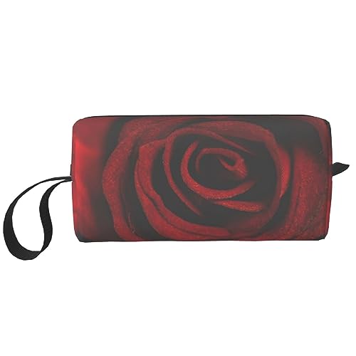 Make-up-Tasche für Damen, rote Rose, bedruckt, große Kapazität, Kosmetiktaschen, tragbare Kulturtasche, Reise-Aufbewahrung, weiß, Einheitsgröße, weiß, Einheitsgröße von TOMPPY