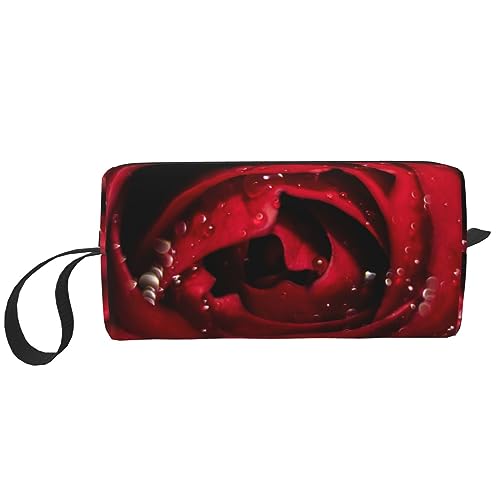 Make-up-Tasche für Frauen, Blume mit Wasser, bedruckt, große Kapazität, Kosmetiktaschen, tragbare Kulturtasche, Reise-Aufbewahrung, Blume mit Wasser, Einheitsgröße von TOMPPY