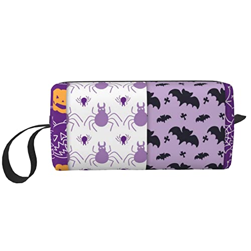 Make-up-Tasche für Frauen, Happy Halloween, bedruckt, große Kapazität, Kosmetiktaschen, tragbare Kulturtasche, Reise-Aufbewahrung, weiß, Einheitsgröße von TOMPPY