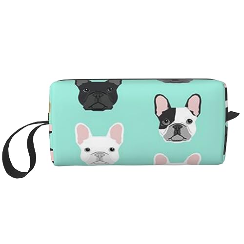 Make-up-Tasche für Frauen, französische Bulldogge, bedruckt, große Kapazität, Kosmetiktaschen, tragbare Kulturtasche, Reise-Aufbewahrung, weiß, Einheitsgröße, weiß, Einheitsgröße von TOMPPY