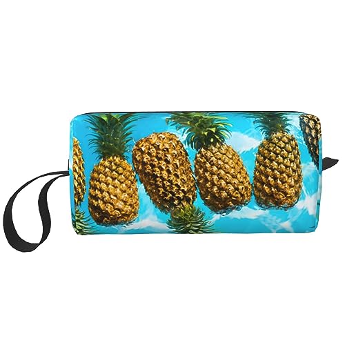 Make-up-Tasche für Frauen, frische reife Ananas, die in reinem Wasser schwimmen, bedruckt, große Kapazität, Kosmetiktaschen, tragbare Kulturtasche, Reiseaufbewahrung, weiß, Einheitsgröße, weiß, von TOMPPY