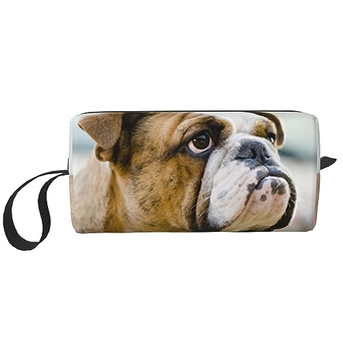 Make-up-Tasche für Frauen, lustige englische Bulldogge, bedruckt, große Kapazität, Kosmetiktaschen, tragbare Kulturtasche, Reise-Aufbewahrung, weiß, Einheitsgröße, weiß, Einheitsgröße von TOMPPY