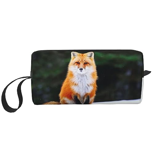 Make-up-Tasche für Frauen, lustiger Fuchs, bedruckt, große Kapazität, Kosmetiktaschen, tragbare Kulturtasche, Reise-Aufbewahrung, weiß, Einheitsgröße, weiß, Einheitsgröße von TOMPPY