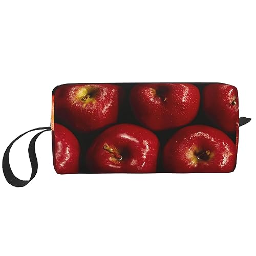 Make-up-Tasche für Frauen, roter Apfel, bedruckt, große Kapazität, Kosmetiktaschen, tragbare Kulturtasche, Reise-Aufbewahrung, weiß, Einheitsgröße, weiß, Einheitsgröße von TOMPPY