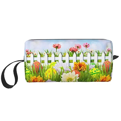 Make-up-Tasche für Frauen Frohe Ostern Frühling Gedruckt Große Kapazität Kosmetiktaschen Tragbare Kulturbeutel Reise Aufbewahrung, Weiß, Einheitsgröße, weiß, Einheitsgröße von TOMPPY