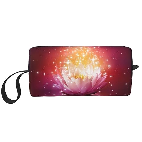 Make-up-Tasche für Frauen Lotus Blütenblätter Gedruckt Große Kapazität Kosmetiktaschen Tragbare Kulturbeutel Reise Aufbewahrung, Weiß, Einheitsgröße, weiß, Einheitsgröße von TOMPPY