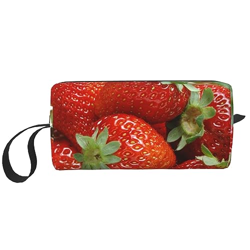 Make-up-Tasche für Frauen Obst Erdbeere gedruckt große Kapazität Kosmetiktaschen Tragbare Kulturtasche Reise Lagerung, weiß, Einheitsgröße von TOMPPY