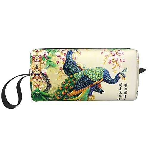 Make-up-Tasche für Frauen Pfau Gedruckt Große Kapazität Kosmetiktaschen Tragbare Kulturbeutel Reise Aufbewahrung, Weiß, Einheitsgröße, weiß, Einheitsgröße von TOMPPY