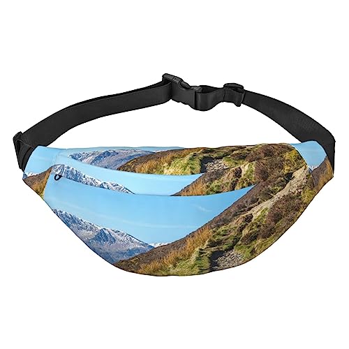 Mountaineering Walks Printed Fanny Packs For Men Women Waterproof Fashion Hiking Waist Bag Large Crossbody Chest Bag For Sports Running Traveling, Black, One Size, Schwarz , Einheitsgröße von TOMPPY