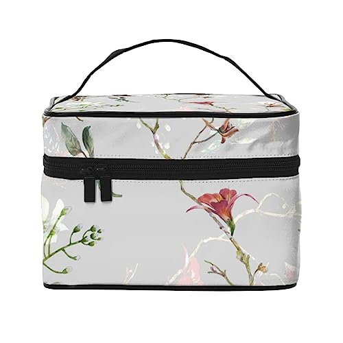 Nette Weihnachtsmann Weihnachten Muster Kosmetiktasche Make-up Tasche Reise Kosmetiktaschen für Frauen Kulturbeutel, Schmetterling Aquarell Blatt und Blumen, Einheitsgröße von TOMPPY