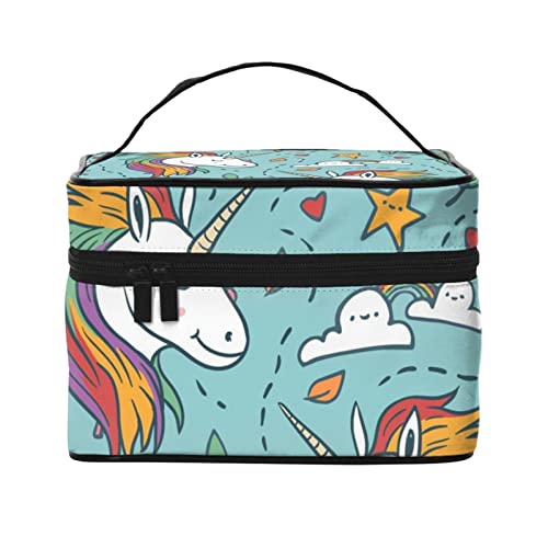 Niedliche Meeresschildkröten Kosmetiktasche Make-up Tasche Reise Kosmetiktaschen für Frauen Kulturbeutel, Niedliches Regenbogen-Einhorn-Muster, Einheitsgröße von TOMPPY